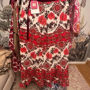 Floral Red and White Skirt